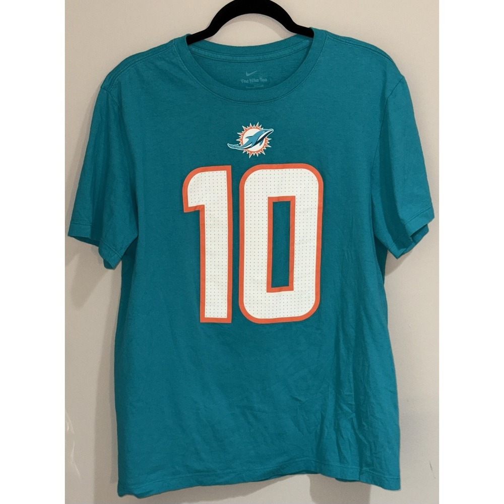 Women's Nike‎ NFL Miami Dolphins #10 Hill Team Logo 100% Cotton T-Shirt Large